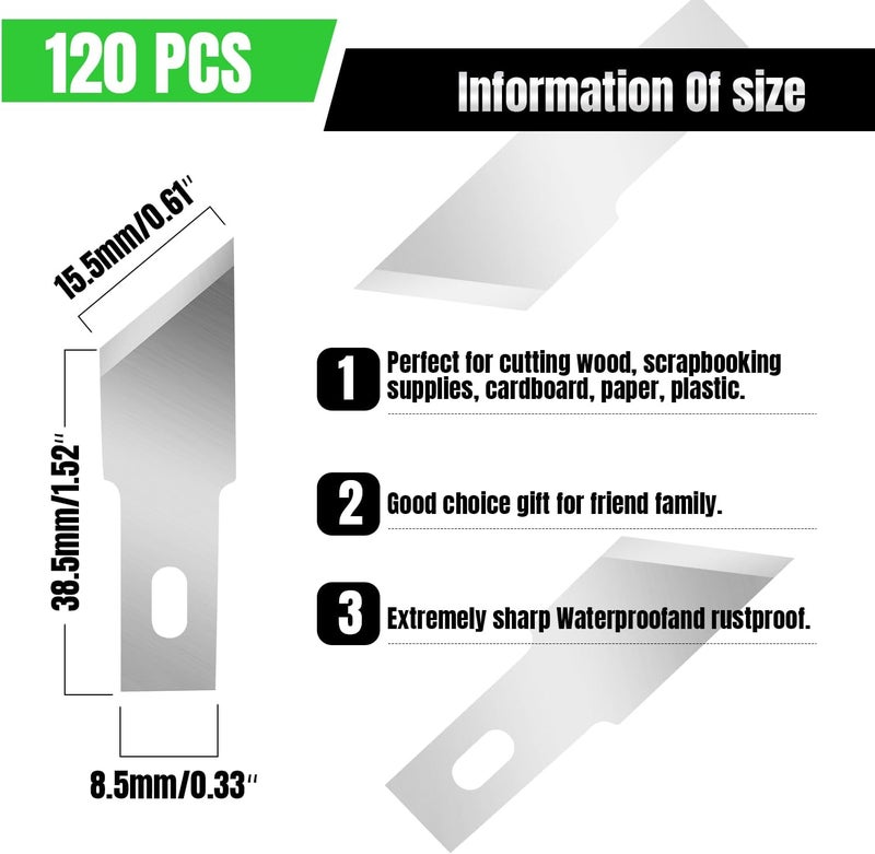 QIMAOO 120 Pcs Exacto Knife Blades, #19 High Carbon Steel Hobby Knife Blade Refills Hobby Knife Replacement Blades for Craft, Scrapbooking, Stencil - Image 2
